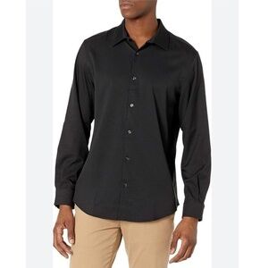 Perry Ellis Black Collared Button Down Long Sleeve‎ Classic Shirt Mens Size L